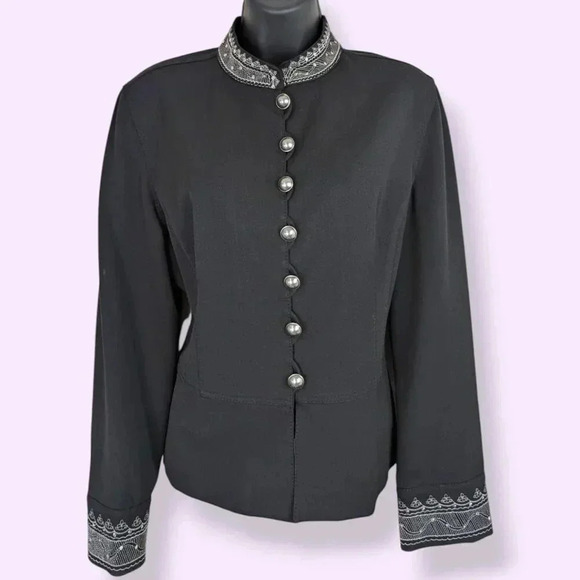 Bianca Nygard Petite Embroidered Black Jacket - Picture 1 of 8